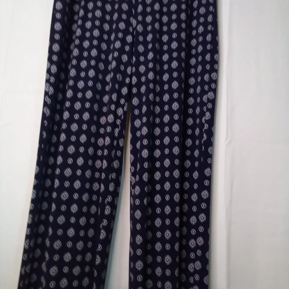 Vince Camuto Pants Women S Pull On Elastic Waist Soft Stretched Pattern Blue